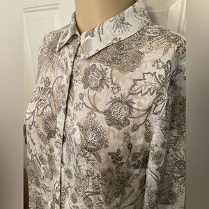 ELIE TAHARI floral button-up blouse sz medium